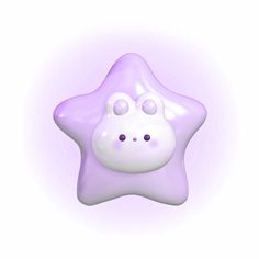 a purple star shaped object with eyes and nose on it's side, against a white background