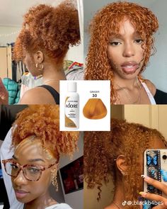 Ginger Dye On Natural Hair, 360 Hair Color, Color 30 Natural Hair, Adore Spiced Amber Hair Color, Dyed Natural Hair For Black Women Highlights, Fall Color Hair Ideas For Black Women Natural, Hair Color Dye Ideas Black Women, Afro Hair Dye Colors, Ginger Adore Hair Color