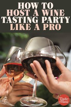 people toasting wine glasses with the words how to host a wine tasting party like a pro