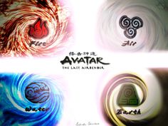 three different colored swirls with the word avatar on them