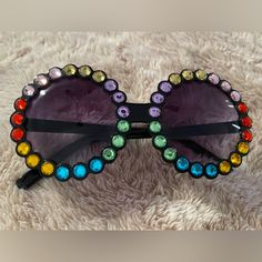 Cool Bling Sunglasses” - Age: 4-12 Never Worn- New In Plastic Case -Black Plastic Frames -Purple Tint Plastic Lenses -Mix Of Beautiful Rhinestone Colors Your Little Ones Will Look Cool Anywhere Great For: -Parties -The Park -School -The Beach, Pool, Or Lake Black Plastic Rave Sunglasses, Purple Plastic Party Sunglasses, Fun Purple Tinted Sunglasses, Playful Black Plastic Sunglasses, Playful Multicolor Party Sunglasses, Sew Christmas, Bling Sunglasses, Christmas Stocking Pattern, Ladies Sunglasses