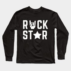 I wanna be a rockstar! -- Choose from our vast selection of Long Sleeve T-Shirts to match with your favorite design to make the perfect custom graphic Long Sleeve T-shirt. Pick your favorite: Classic or Premium. Customize your color! For men and women. Unisex Rocker Tops For Streetwear, White Rocker Style Graphic T-shirt, White Rocker Graphic Print T-shirt, White Rocker T-shirt With Graphic Print, Unisex Rock Style Tops With Letter Print, Rock Style Graphic Crew Neck Tops, Rocker Style Graphic Design Crew Neck T-shirt, Rocker Graphic Crew Neck T-shirt, Rock Style Text Print T-shirt For Streetwear