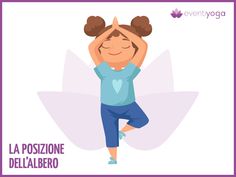 a woman doing yoga poses with the words la pozzione dell'albero