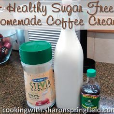 the ingredients to make healthy sugar free homemade coffee creamer are shown in this image