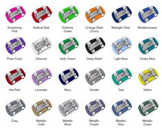 colors of braces ties Dental Braces Colors, Braces Colors Combinations, Pink Braces, Green Braces, Silver Braces, Braces Bands, Cute Braces Colors, Braces Tips, Getting Braces