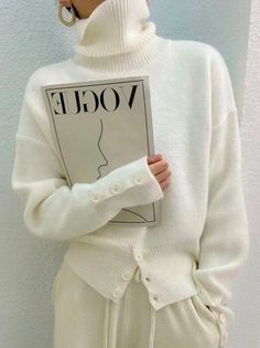 White Daily Long sleeve Turtleneck Regular Fit Sweater | stylewe Cheap Sweaters Online, Ladies Turtleneck Sweaters, Mode Casual, High Neck Sweater, Long Sleeve Turtleneck, Pullover Sweater Women, Fitted Sweater, Fall Sweaters, Sierra Leone