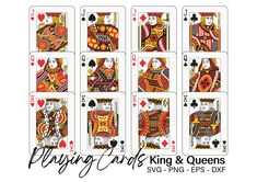 playing cards with the king and queens on them