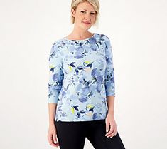 Sport this 3/4-length sleeve top with jeans and comfy canvas sneaks for a casually chic look that fits in anywhere. From Denim & Co.® Fashions. Top With Jeans, Casually Chic, Chic Look, Boat Neck, Blue Denim, Length Sleeve, Sleeve Top, Top Blouse, Tops & Tees