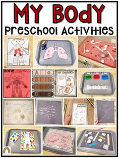 a collage of pictures with the words, my body and other activities for preschool