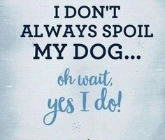 a blue and white poster with the words i don't always spoil my dog oh wait yes i do