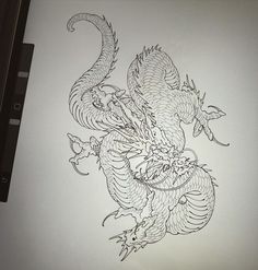 a drawing of a dragon on a computer screen