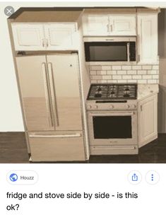 an image of a refrigerator and stove side by side