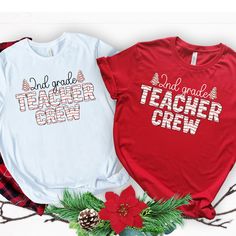 This T-shirt has a relaxed fit, and is perfect for matching with teacher friends during Christmastime! Can be customized with any subject, name, etc. If ordering for a group, please add one to the cart at a time! **Returns and Exchanges**- Since each product is carefully crafted and made to order, we cannot accept returns or exchanges. However if there is an issue with your order, feel free to let us know and we will make it right!  .: 100% Airlume combed and ringspun cotton (fiber content may v Christmas Tree Cakes, Teacher Team, 2nd Grade Teacher, Christmas Tree Cake, Teacher Friends, Tree Cakes, Teacher Christmas, Teacher Shirts, Christmas Outfit