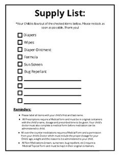 a printable supply list for children