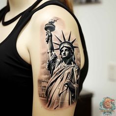 The Unforgettable Statue of Liberty Tattoo – 53 Designs - inktat2.com Statue Of Liberty Tattoo Design, Patriotic Tattoos