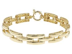 Splendido Oro™ 14k Yellow Gold 9mm Panther Link Bracelet with a spring ring clasp. Classic Yellow Gold Jewelry With Box Clasp, Formal Yellow Gold Chain Bracelet With Spring Ring Clasp, Classic Formal Bracelets With Spring Ring Clasp, Timeless Formal Bracelets With Spring Ring Clasp, Timeless Formal Bracelet With Spring Ring Clasp, Timeless Bracelet With Spring Ring Clasp For Formal Events, Elegant Gold Link Bracelet, Elegant Gold Link Bracelet With Clasp, Formal Gold Bracelet With Oval Link