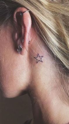 Top 15 Powerful Small Tattoo Ideas: Embrace Subtle Strength Star Tattoos Ideas, Kneck Tattoos, Back Of Neck Tattoos, Star Tattoos Behind Ear, Black Star Tattoo, Small Star Tattoos, Tattoo Me, Neck Tattoos Women, Back Of Neck Tattoo