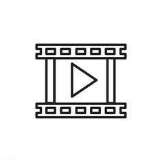 a black and white line drawing of a video screen with an arrow in the center