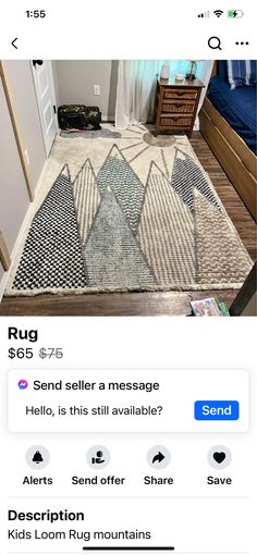 the rug is on sale for $ 6 95 and it's not very big