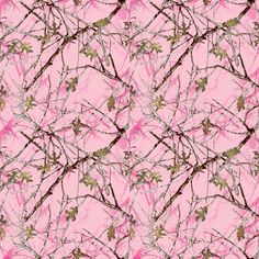 the pink camouflage wallpaper has many branches and leaves on it, as well as some green