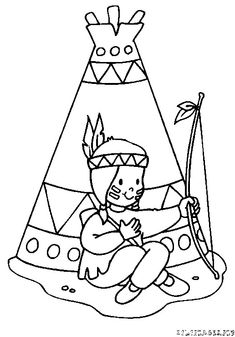 a black and white drawing of a person sitting in front of a teepee