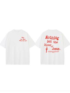 Men Youth T-Shirts, Nothing But Blood Of Jesus Print T-shirt The Blood Of Jesus, Blood Of Jesus, Jesus Prints, Sleeve Placket, Jesus Shirt, Jesus Shirts, Pullover Designs, Round Collar, Collar Style