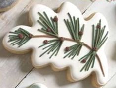 decorated cookies are sitting on a table