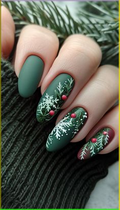 Sparkle and shine this holiday season with 20 enchanting Christmas nail ideas for 2025. From delicate angel wings to bold Christmas tree motifs, these designs will transform your manicure into a work of art. Embrace the magic of the season with glittering accents, holographic effects, and festive color palettes. Whether you're exchanging gifts or raising a toast, these nail art concepts will ensure your hands are the center of attention at every holiday gathering. Holly Nails Design, Mistletoe Nails Christmas, Mistletoe Nail Design, Yule Nail Designs, Airbrush Christmas Nails, Short Holiday Gel Nails, Winter Fingernail Designs, Intricate Christmas Nails, Christmas Nails Abstract