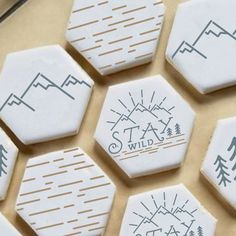 Stay Wild 3 Piece Cookie Stencil Set Trees Stencil, Mountain Cookies, Monogram Backgrounds, Cake Stencil, Cookie Stencils, Cut Out Cookies, Birch Bark, Cookie Ideas, Stencil Crafts