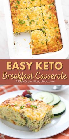 an easy keto breakfast casserole with zucchini and cheese