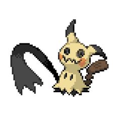 a pixel art image of a pikachu holding a stick