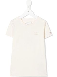 Ancient white cotton logo-print cotton T-Shirt from TOMMY HILFIGER JUNIOR featuring jersey knit, logo print to the front, crew neck, short sleeves and straight hem. Junior Girls Clothing, Knit Logo, Cotton Logo, Girls Tshirts, Logo Print, Cotton T Shirt, White Cotton, Knit Jersey, Printed Cotton