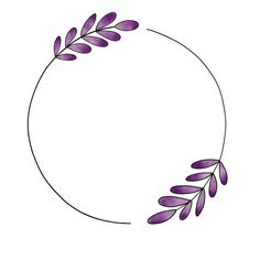 a circular frame with purple leaves on it