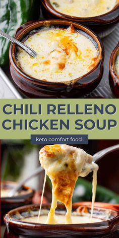 the recipe for chili relleno chicken soup is shown