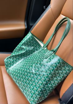 Green trendy goyard tote bag Goyard Tote Aesthetic, White Goyard Tote, Goyard Bag Aesthetic, Pink Goyard Bag, Pink Goyard Tote, Green Goyard Bag, Blue Goyard Tote, Green Goyard Tote, Goyard Bag Outfit