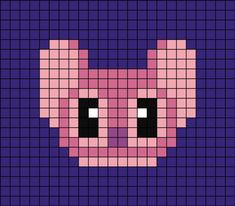 A pixel art template of Angel's face from Lilo and Stitch. Easy Pixel Art Stitch, Stitch Disney Pixel Art, Lilo And Stitch Pixel Art, Easy Pixel Art Disney, Pixel Art Disney Stitch, Pixel Art Stitch, Disney Pixel Art, Face Pixel Art, Pixel Art Disney