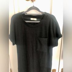 Entro Black Waffle Knit Dress, So Cute To Dress Up Or Down, Patch Front Pocket, Poly/Rayon Blend, Lightweight, Flowy, Nib Black Ribbed Dress With Crew Neck, Black Ribbed Crew Neck Dress, Black Knit Top For Day Out In Fall, Black Knit Top For Fall Day Out, Casual Black Knit Top For Day Out, Black Knit Top For Day Out, Black Knit Top With Ribbed Neckline, Black Short Sleeve Knit Top For Fall, Black Short Sleeve Knit Top