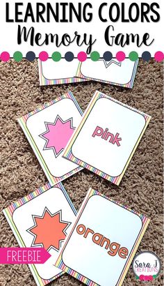 the learning colors memory game for kids to practice their handwriting and color recognition skills with free printables