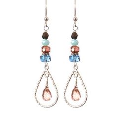 Sweet, delicate Julie. Always feminine, our Julie style earring features cascading vivid gemstones down to a delicate caged teardrop. Length: 1.75″ Long Drop Teardrop Earrings With Dangling Beads, Adjustable Teardrop Crystal Earrings With Dangling Beads, Artisan Teardrop Dangle Earrings With Ear Wire, Metal Teardrop Earrings With Dangling Beads, Nickel-free Teardrop Dangle Earrings For Jewelry Making, Delicate Dangle Chandelier Earrings With Ear Wire, Wire Wrapped Teardrop Drop Earrings, Summer Beaded Drop Earrings With Ear Wire, Metal Teardrop Chandelier Earrings