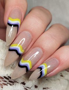 Show your support with nonbinary pride nails that are as bold and vibrant as you are. Picture nails painted in striking yellow, white, purple, and black hues, perfect for celebrating Pride and standing out in the crowd. 💛💜💅 #NonbinaryPride #PrideNailArt #LoveWins Pride Nail Ideas, Pride Nail, Unique Piercings, Pride Nails, Piercing Inspiration, Nails Painted, Rainbow Nail Art, Smiley Piercing