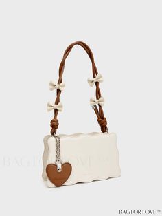 BagForLove - Charming Novelty Bag with Heart and Bow Decoration White Shoulder Bag For Valentine's Day, White Crossbody Bag For Valentine's Day, Cute White Bags For Valentine's Day, Cute White Bag For Valentine's Day, White Heart-shaped Shoulder Bag For Valentine's Day, Trendy White Heart-shaped Shoulder Bag, White Rectangular Bags For Valentine's Day, White Heart-shaped Shoulder Bag For Daily Use, Heart-shaped Brown Bag For Everyday Use