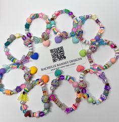 This is my best seller kids item! It would make a great gift. Kids just love these. They are all made 6". If you need a different size please message me.  These are stretchy bracelets and will break if the bracelet is stretched too far. We are not responsible for broken bracelets due to excessive stretching. Cute Handmade Heart-shaped Stretch Bracelet, Multicolor Personalized Novelty Charm Bracelet, Cute Multicolor Heart Bracelet For Gift, Cute Multicolor Heart Bracelet Gift, Playful Multicolor Personalized Charm Bracelet, Cute Adjustable Stretch Bracelet For Party Favors, Fun Multicolor Charm Bracelet As Gift, Playful Assorted Beaded Bracelets For Gifts, Cute Stretch Bracelet With Heart Beads For Gift