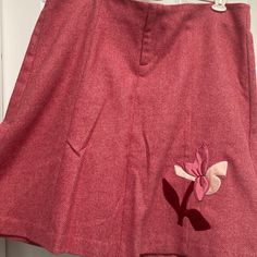 Super Cute Betsy Johnson Pink Skirt, Never Worn. Wool, Tweed Like Fabric With Flower. Spring Color, Betsy Johnson, Pink Skirt, Betsey Johnson, Womens Skirt, A Line, Super Cute, Size 10, Skirt