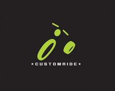 the logo for custom ride is green and black with an image of a flying object