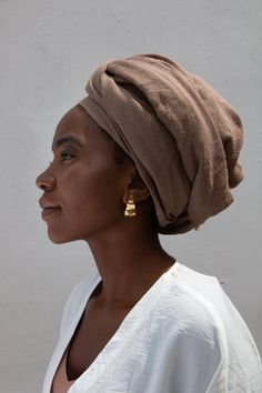 Handcrafted from recycled brass and surgical steel posts by our artisan partner team in Malawi, the Sina earrings come in a satin finish. No two pieces are identical— slight variations should be embraced. Shaved Heads, Head Wrap Styles, Hair Wrap Scarf, Hair Wraps, Eco Friendly Fashion, Off Grid, Hand Cast, Turbans, Head Wrap