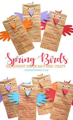 Handprint Paper Bag Bird Craft Preschool Lessons About Birds, Bird Crafts Kindergarten, Bird Theme Crafts Preschool, Bird Theme Activities For Toddlers, Preschool Birds Activities, Bird Bulletin Board Ideas Preschool, Bird Process Art, Bird Craft For Preschooler, Bird Lesson Plans For Toddlers