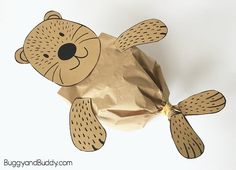 a brown paper bag with an animal on it