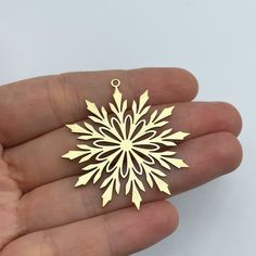 Material; Brass Size: 40x43mm Hole Size: 1.70mm Thickness: 0.8mm Plating: Raw All of our products are manufactured by us. If you want to order more products in stock, you can freely contact us. Our Products; -Nickel-free -Lead-free -High quality If you have any questions, feel free to contact us. You can read the explanations and policies for return and exchange conditions and contact us. Brass Christmas, Snowflake Jewelry, Funny Earrings, Talisman Jewelry, Jewellery Design Sketches, Laser Cut Jewelry, Snowflake Pendant, Haridwar, Egyptian Jewelry