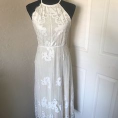 Nwt. Cream Color.Never Worn.Hand Wash Cold.Measurements: Pit To Pit= 15in, Waist Flat= 13in, Length= 43in White Fitted Lined Maxi Dress, Cream Lace Maxi Dress For Party, White Floor-length Maxi Dress For Date Night, Elegant White Lined Maxi Dress, White Lined Maxi Dress For Date Night, Flowy Lined Maxi Dress For Wedding, Spring Wedding Midi Dress, Lined, White Lined Maxi Dress For Evening, Sleeveless Midi Wedding Dress