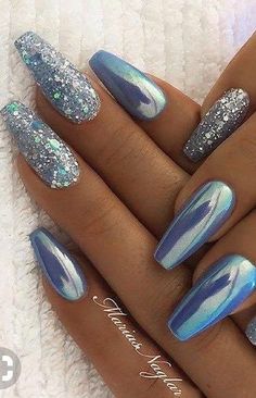 Gel Nails At Home, Great Nails, Winter Nail Designs, Trim Nails, Silver Nails, Coffin Nails Designs, Fancy Nails, Gorgeous Nails, Acrylic Nail Designs